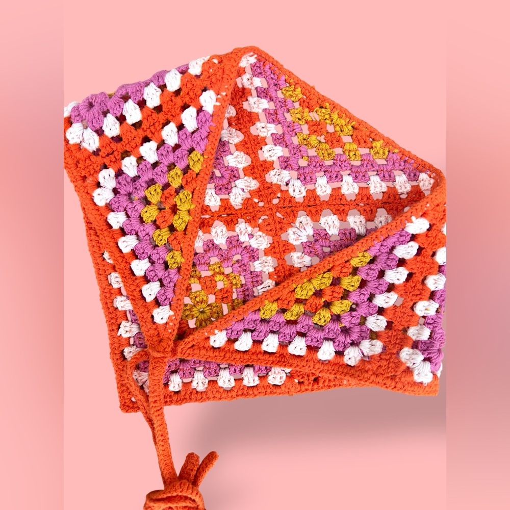 Retro Crochet Headscarf/Handkerchief